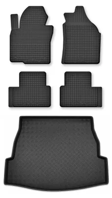 Productafbeelding van Rubberen automatten + kofferbakmat voor Toyota RAV4 V vanaf 2019 – 5-delig, zwart, op maat – Wielganizator Semi-Universal