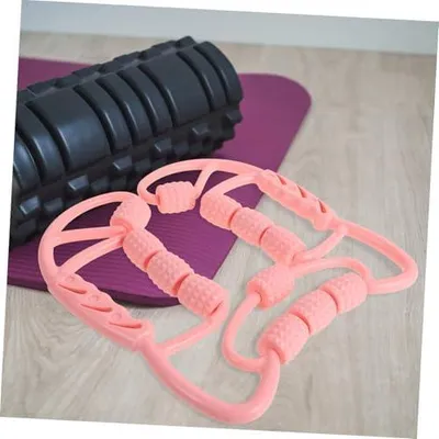 Produktbild von Ringbeinklemme und Muskelmassagerolle für die Wade, Massage- und Yogaausrüstung für den Haushalt, Muskelrolle und Handmassagegerät für die Beine, Wadenroller-Massagegerät, große Yogamatte, Yoga-Hose, PP, violett
