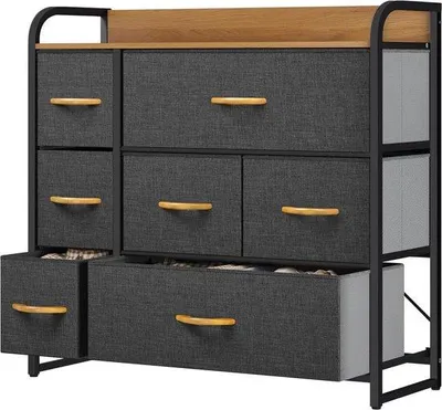 Image de Armoire à 7 tiroirs avec structure en acier pour chambre à coucher et salon