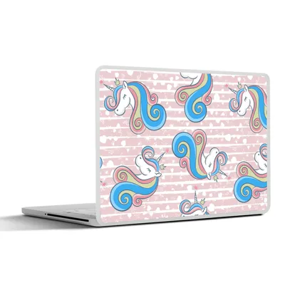 Produktbild von MuchoWow® Laptop Aufkleber Sticker Cover Einhorn - Muster - Rosa 25x18 cm - Laptop-Deko