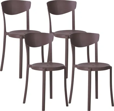 Produktbild von BELIANI Esszimmerstuhl 4er Set Braun Kunststoff Matt Modern Minimalistisch Esszimmer Wohnküche Flur Diele Indoor Outdoor