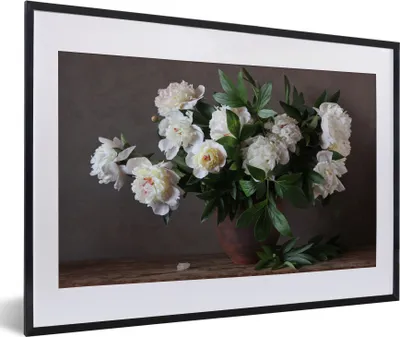 Produktbild von MuchoWow® Gerahmtes Poster Blumen - Stilleben 60x40 cm - Poster mit Schwarzem Bilderrahmen Wandposter Rahmen Foto Bilder - Schlafzimmer - Plakat in Rahmen - Drucken