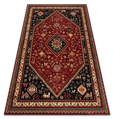 Image de Tapis en laine KASHQAI 4364 301 oriental, cadre bordeaux / noir rouge 67x130 cm