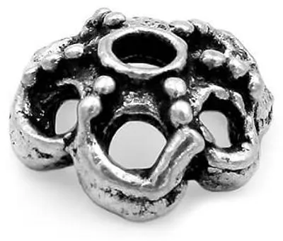 Produktbild von Vintageparts Perlkappe Blume 925 Sterling Silber massiv 11 mm, 1 Stück