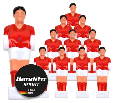 Produktbild von Kickerfigur Hobby, 2-farbige Soccer-Figur universell passend für alle Tischkicker-Stangen mit Ø 13 mm, robust, Team Set mit 11 St. in 2 Trikot-Farben rot