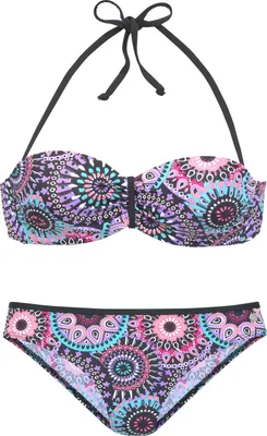 Produktbild von LASCANA Bügel-Bandeau-Bikini lila bedruckt Größe 34 Cup D