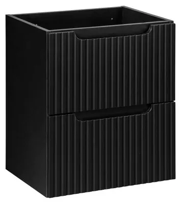 Image de Meuble sous vasque de salle de bain VANO – 2 tiroirs – Noir mat – L50 × P39 × H57 cm – À suspendre