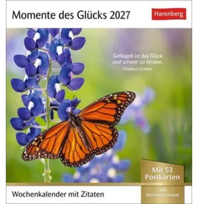 Produktbild von Momente des Glücks Postkartenkalender 2027 - Wochenkalender mit Zitaten, mit 53 Postkarten