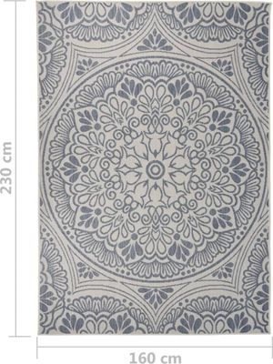 vidaXL Outdoor-Teppich Flachgewebe 160x230 cm Blaues Muster