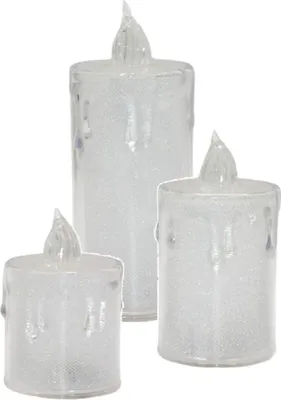 Produktbild von Dekorative Kerze 3er-Set – Transparent, Warmweiß, 1 LED