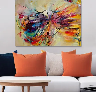 Image de Opviq, ST733065_70100, Horloge murale décorative, Multicolore, 100% COTON, 70 x 100 cm