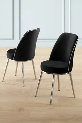 Produktbild von Skye Decor, Pefa - Black, Chrome, Stuhlset (2 Stück), Schwarz, Rahmen: 100 % METALL, 45 x 91 x 42 cm