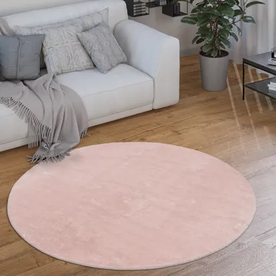 Produktbild von Teppich Rund Wohnzimmer Kurzflor Modern Flauschig Waschbar Einfarbig Rutschfest Grösse 80 cm Rund