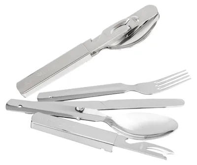 Produktbild von Campingbesteck Edelstahl BW Stil für 2 Personen Outdoor Besteck Set