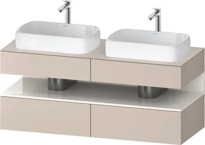 Produktbild von Duravit Qatego Konsolenwaschtischunterbau, 2 Auszüge, 2 Schubkästen, 2 Ausschnitte, 1400x550x600mm, Nische Weiß hochglänzend, QA4767022910010