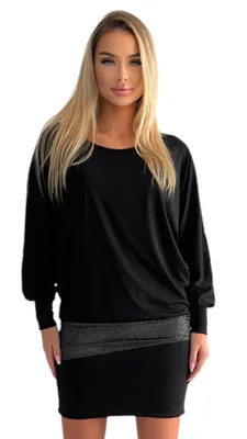 Produktbild von 95-31 Mississhop Minikleid Longshirt Kleid Pulli Tunika Schwarz S