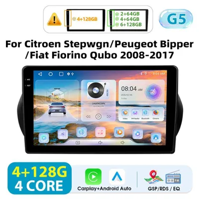 Produktbild von Autoradio für Citroën Nemo/Peugeot Bipper/Fiat Fiorino Qubo 2008–2017 - 2-DIN Android CarPlay Navi - 25,4 cm Touchscreen - FM 87,5–108 MHz - 4×45 W - Orange