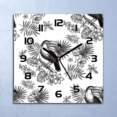 Produktbild von Wanduhr Echt-Glas-Küchenuhr Tropischer Tukan Quarz Lautlos 30x30 Deko Bilder