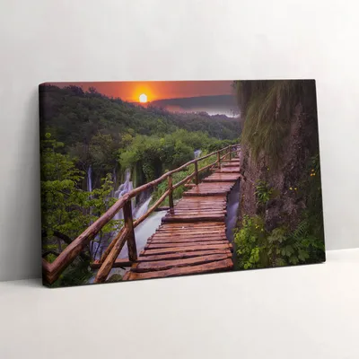 Produktbild von Weg über Bäume und Berge – Leinwandbild Wandbild – 30x20 cm – Leinwandbilder – Wandbilder – Schlafzimmer – Flur