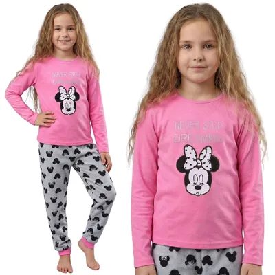 Produktbild von DISNEY Minnie Mouse Fleece-Pyjama für Mädchen, zweiteiliger Schlafanzug mit langen Ärmeln, warm 128