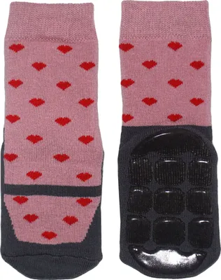 Produktbild von Kinder ABS-Socken für Mädchen aus Baumwolle Tanzschuhe Grau und Altrosa Größe 18-19