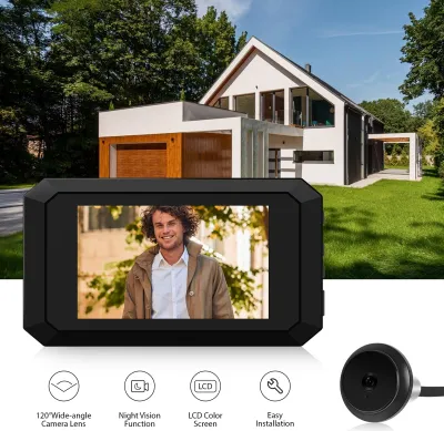 Obrázek produktu pro 3.97-inch Peephole Camera for Apartment Door 2MP LCD Digital Peephole Viewer 120 Degree Color Infrared Camera 1080P Door Monitor Built-in 1400mAh Battery Type-C Rechargeable
