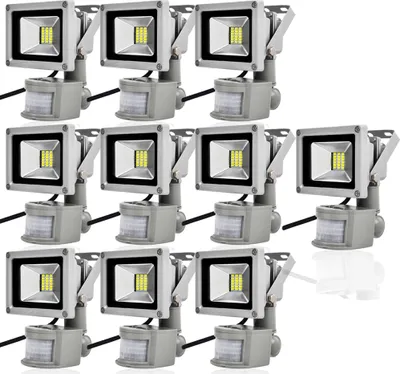 Produktbild von Greenmigo 10x20W LED SMD Strahler Fluter Außenstrahler Flutlichtstrahler mit PIR Bewegungsmelder Fluter Wandstrahler IP65 Aluminiumkörper Kaltweiß