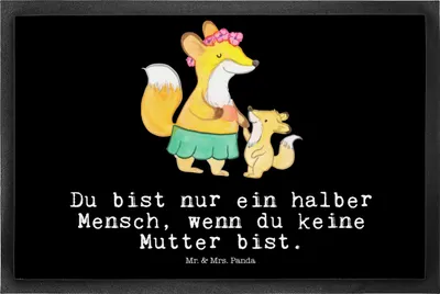 Produktbild von Mr. & Mrs. Panda Schmutzmatte Mutter Herz 50 x 75 cm - Schwarz - Geschenk, fußmatte, Eingangsteppich, Bodenvorleger, Schmutzfangmatte, Fußabtreter