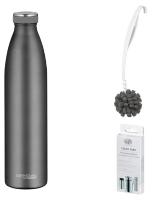 Produktbild von THERMOS TC BOTTLE 1,00 l Trinkflasche stone grey mat – Vorteilsset mit Reinigungsbürste CLEAN FIX 30 cm | HAN 4067234100 | EAN 5010576961884