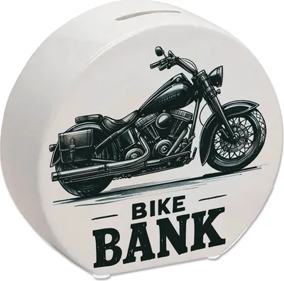 Produktbild von Cruiser Motorrad Spardose mit Spruch Bike Bank