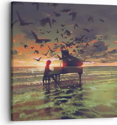 Produktbild von Bild auf Leinwand - Leinwandbild - Klaviermusik - 30x30cm - Wand Bild - Wanddeko - Wandbilder - Leinwanddruck - Bilder - Kunstdruck - Wanddekoration - Leinwand bilder - Wandkunst - AC30x30-3911