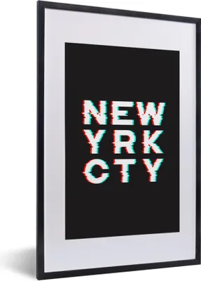 Produktbild von MuchoWow® MuchoWow® Gerahmtes Poster New York - Rot - Blau 40x60 cm - Poster mit zchwarzem Bilderrahmen - Poster in Rahmen