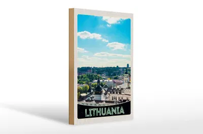 Produktbild von Holzschild Reise 20x30cm Aussicht Litauen Urlaub Stadttour