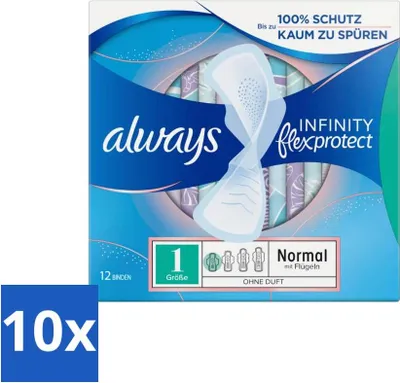Produktbild von Always – Damenbinden – Infinity Normal – 12 Damenbinden - Vorteilspack - 10 Stücke