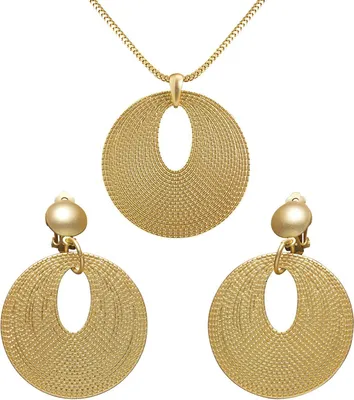 Image de Parure de bijoux romains collier et boucles d'oreilles or - taille unique