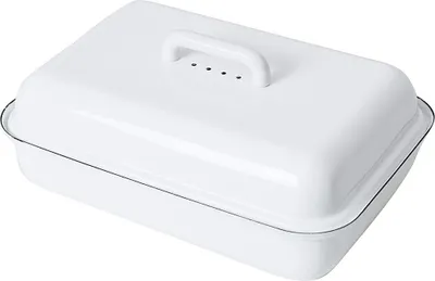 Produktbild von RIESS 0616-033 Brotdose mit Deckel 37 x 26 cm, weiß, Emaille / Brotbehälter