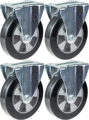 Obrázok produktu pre 152 mm 6" kolieska z čiernej gumy s pevnou silnou nosnosťou 1320 kg, sada 4 ks