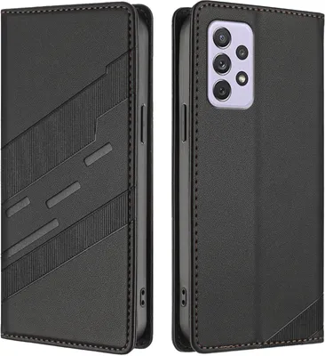 Image de Etui pour Samsung Galaxy A72, étui en cuirPolyuréthaneavec fente pour cartes et fonction stand Schwarz
