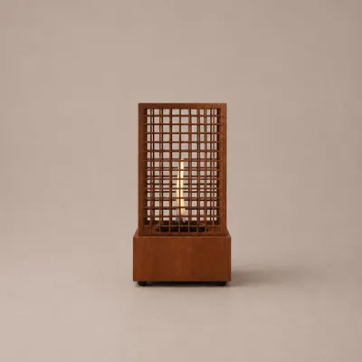 Produktbild von Tenderflame Agni 18 Corten - Tischkamin Tischfeuer Indoor, Bioethanol-Alternative mit Tenderfuel, dekoratives Deko-Feuer für Wohnzimmer, Tisch und Balkon
