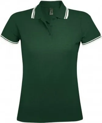 Produktbild von SOLS Damen Pasadena Pique Polo-Shirt, kurzärmlig PC2432 (2XL) (Tannengrün/Weiß)