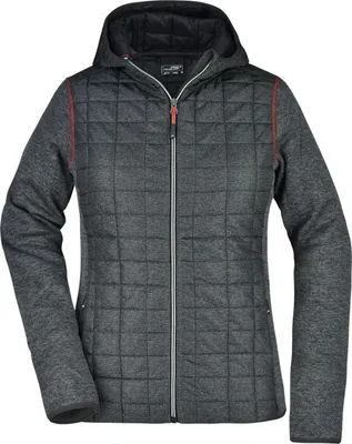 Produktbild von James & Nicholson Strickfleecejacke im stylischen Materialmix Damen JN771 Gr. S grey-melange/anthracite-melange