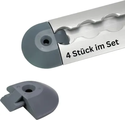 Produktbild von Endkappe für halbrunde Airlineschiene grau, 4er Set – Einsteckkappen & Endfittinge halbrund