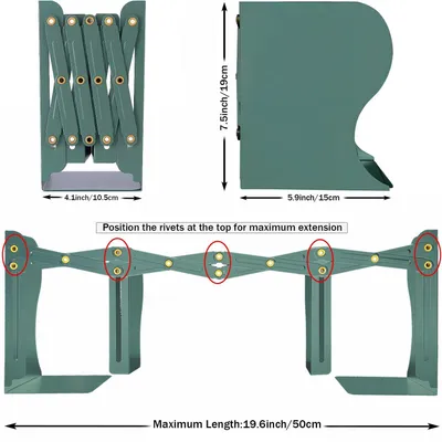 Imagen del producto de Soporte para libros ajustable de metal, color verde, para niños, cocina, oficina, escuela