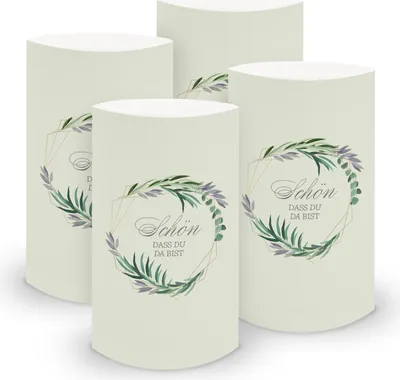 Produktbild von itenga 6x Windlicht klein Schön dass du da bist Eukalyptus 10 cm