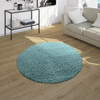 Produktbild von Shaggy Teppich Hochflor Langflor Teppiche Hochwertig Pastell Uni Versch. Farben Grösse Ø 80 cm Rund
