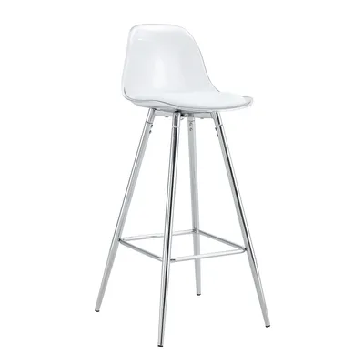 Produktbild von 2er-Set Barhocker, Bistrohocker aus Palastik Material, Silbergestell, für Café, Wohnzimmer und Thekenbereich , Transparent