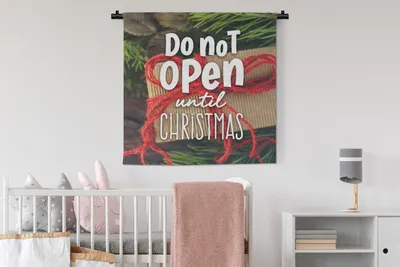Produktbild von MuchoWow® Wandteppich Wandbehang Öffne nicht vor Weihnachten" - Sprichwörter - Zitate 90x90 cm Tapisserie Dekoration Wandtuch - Wandaufhänger