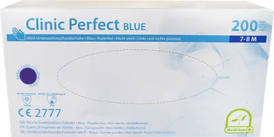 Produktbild von Medi-Inn Clinic Perfect Blue Nitril-Einmalhandschuhe puderfrei (Medium, 10 x 200 = 2000 Stück)