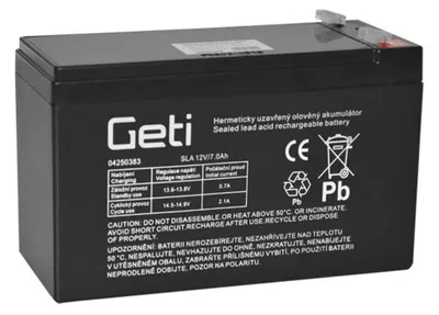 Productafbeelding van 12V loodaccu, 7.0Ah, GETI (connector 4,75 mm)