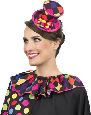 Produktbild von Mini-Zylinder Raute schwarz bunt Hut Clown Harlekin Karneval Fasching